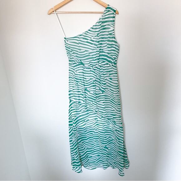 NWT Sam Edelman Stripe One Shoulder Midi Dress - Picture 5 of 11